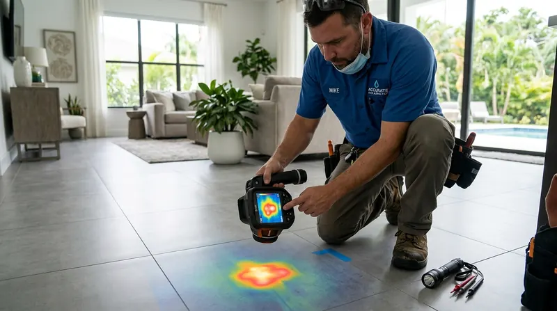 High resolution infrared thermography tracking hidden water intrusion behind walls and floors in Apopka